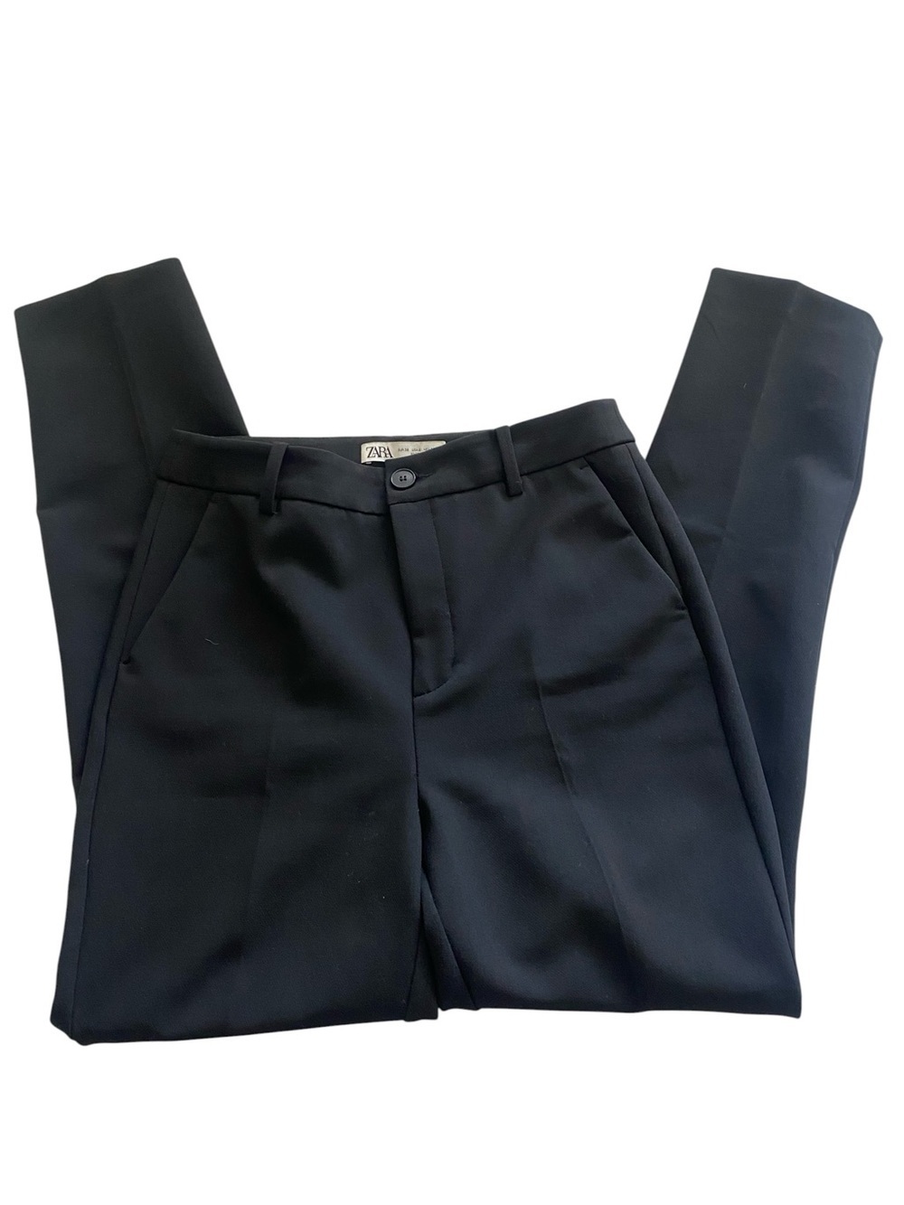 Zara Black Slim Straight Tailored Trousers